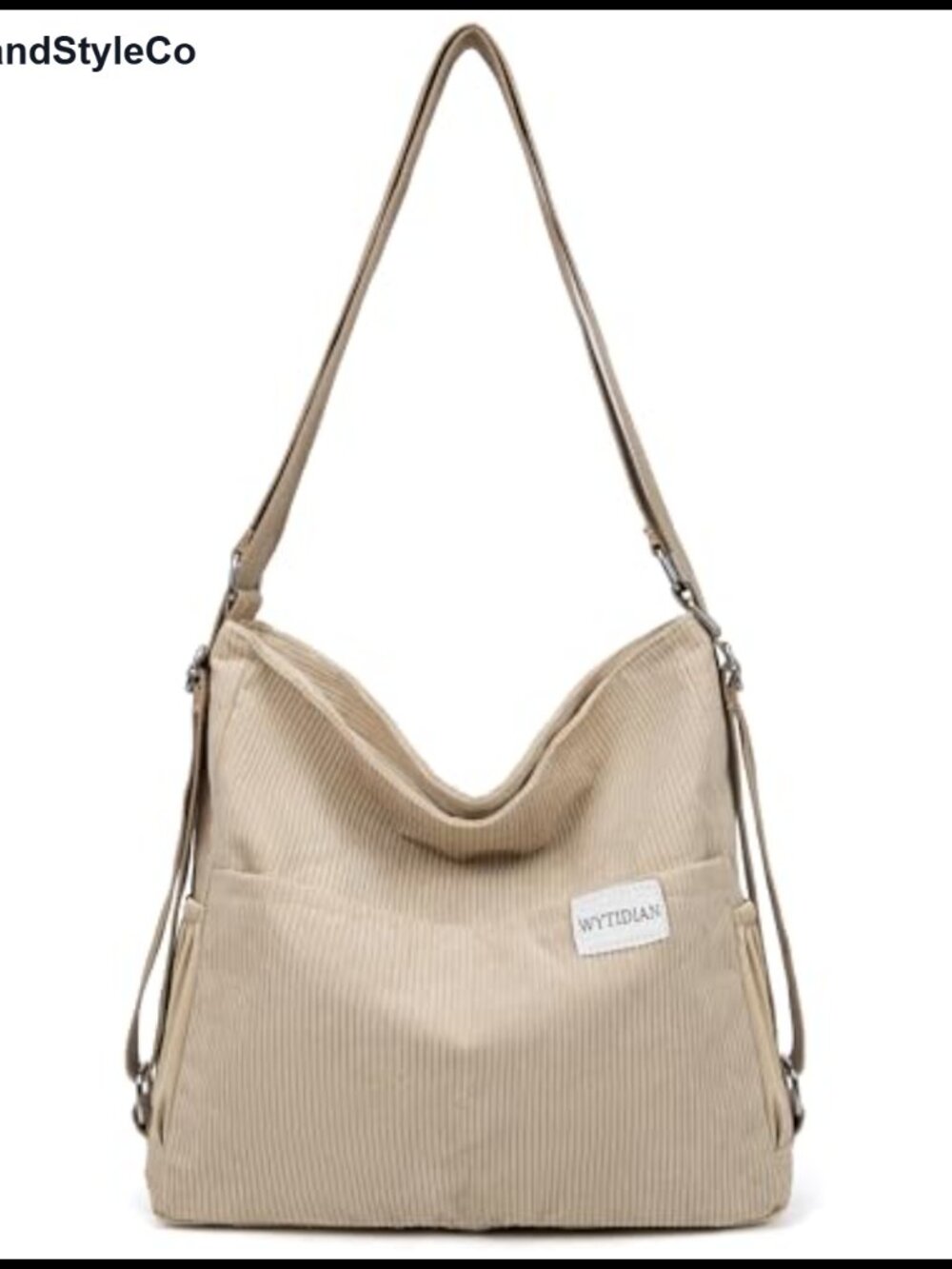 Corduroy Tote Backpack Convertible Crossbody Bag for Women